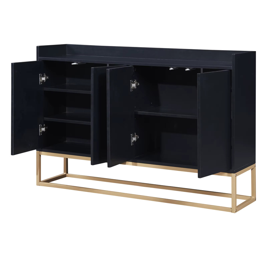 Anajqaqia Küchen-Sideboard Modernes Buffetschrank in Schwarz mit Metallbeinen, B/T/H: 120 x 30 x 80 cm - Bild 7