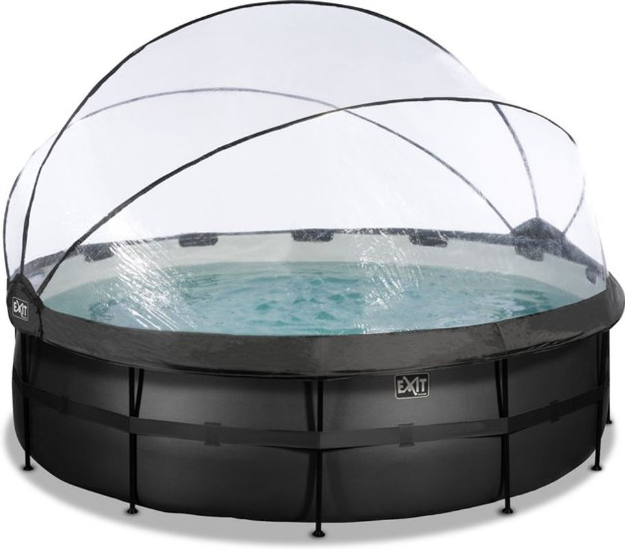 EXIT Black Leather Optic Pool in Schwarz mit Abdeckung, Sandfilterpumpe und Poolleiter, Durchmesser: 450 cm, Höhe: 122 cm - Bild 4