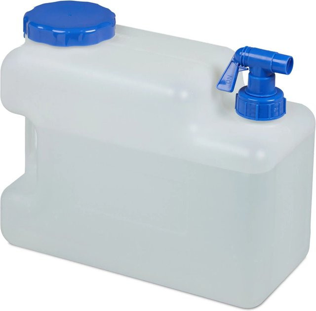 Relaxdays Wasserkanister aus HDPE in Weiß mit Hahn, 12 l - Bild 1
