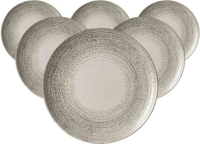 Ritzenhoff & Breker Speiseteller Rimini aus Keramik, 6er Set, Durchmesser: 26 cm, Farben: Beige, Grau, Weiß - Bild 1