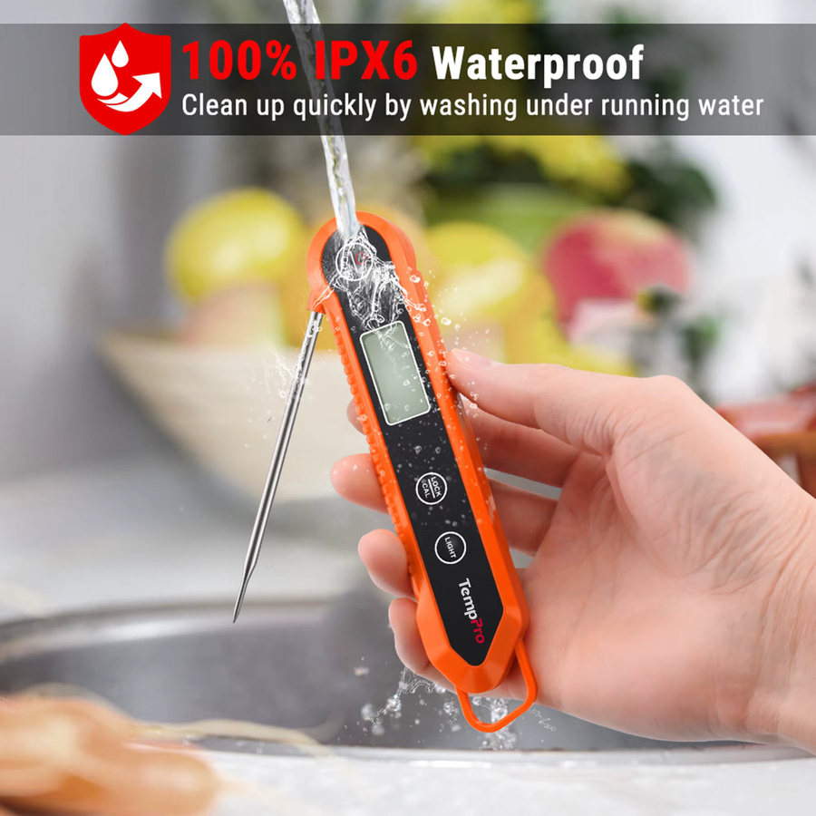 TempPro TP03H Digitales Sofortlese-Fleischthermometer in Orange mit LCD-Anzeige und Kalibrierung - Bild 3