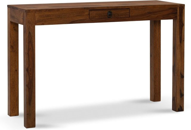 KADIMA DESIGN Schreibtisch aus Massivholz Sheesham in Braun, B/T/H: 118 x 40 x 76 cm - Bild 1