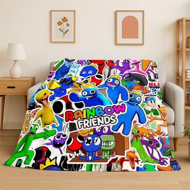 Potdemiel Rainbow Friends Flanelldecke für Kinder, weiche und warme Überwurfdecke, Mehrfarbig, B/T: 90 x 75 cm - Bild 1