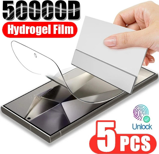 5er Pack Hydrogel Displayschutzfolien für Samsung Galaxy S25 S24 S23 S22 S21 S20 Ultra FE S10 S9 S8 und Note 20 Ultra, transparent - Bild 1