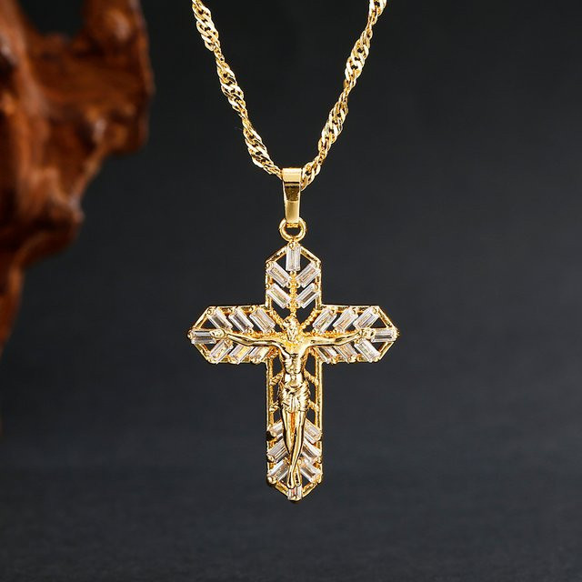 Jesus-Anhänger-Halskette, 14 Karat Gold, verkupfert, Unisex - Bild 1