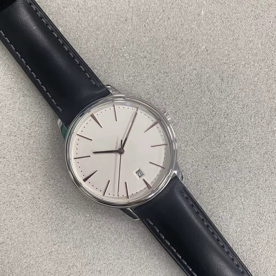 SEBKD Herrenuhr, Automatik, Edelstahl, 40 mm, Lederarmband, Silber - Bild 1