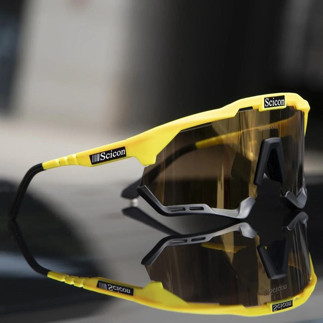 SCICON Sportsonnenbrille, Unisex, Vollrand, tr90, schwarz, gelb, polarisiert - Bild 1