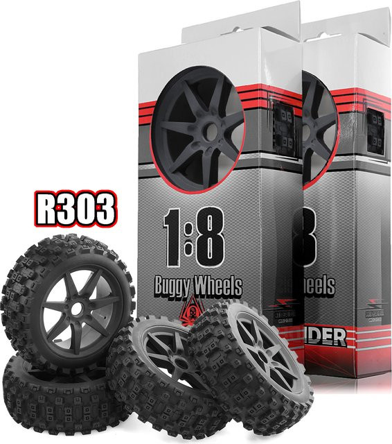 RC Off-Road Buggy Räder Reifen, 1/8, 118 mm, 17 mm Sechskant, Schwarz - Bild 1