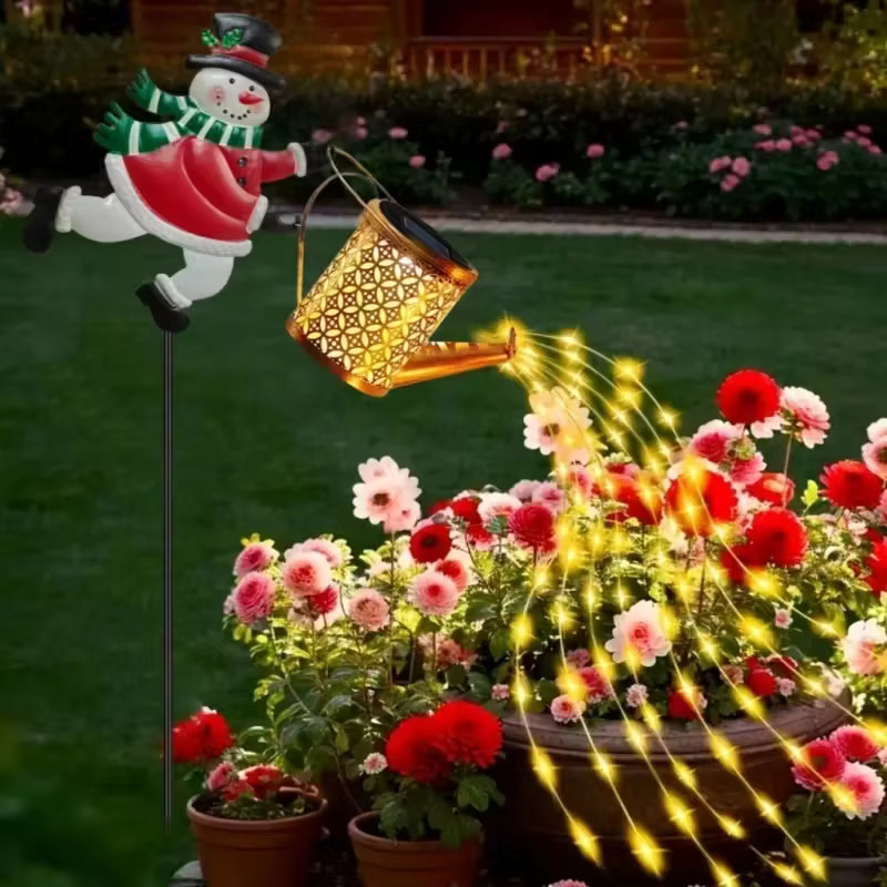 ledcbet Solar-Schneemann und Weihnachtsmann Gartenleuchten für die Weihnachtsdekoration, Solar-Rasenlampe und Hängelaterne in Weiß und Multicolour - Bild 2