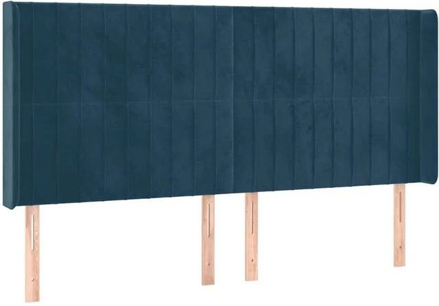 vidaXL Kopfteil mit Ohren in Dunkelblau aus Samt, Breite: 163 cm, Tiefe: 16 cm, Höhe: 118 cm bis 128 cm - Bild 1