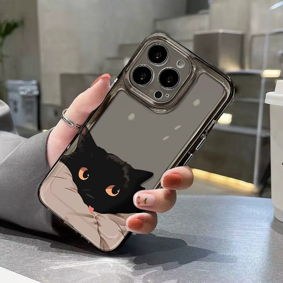 Caynes Silikon Handyhülle mit Schwarzer Katze für iPhone, Transparent - Bild 3