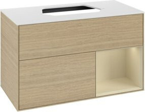 V&B Waschtischunterschrank Finion 100 in Beige und Weiss, lackiert, B/T/H: 100 x 50,1 x 50,1 cm - Bild 1
