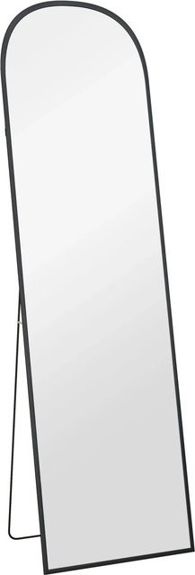 HOMCOM Ganzkörperspiegel aus Aluminiumlegierung und Hartglas in Schwarz, modern und freistehend, B: 50 cm, T: 1,5 cm, H: 170 cm - Bild 1