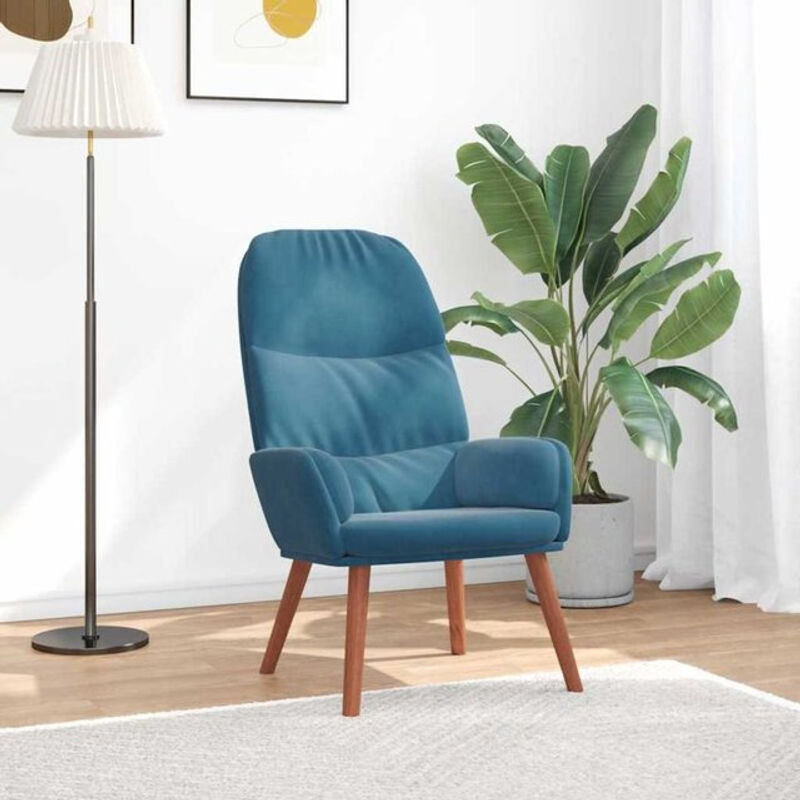 Modern Relaxsessel von vidaxl aus Samt in Blau - Bild 1