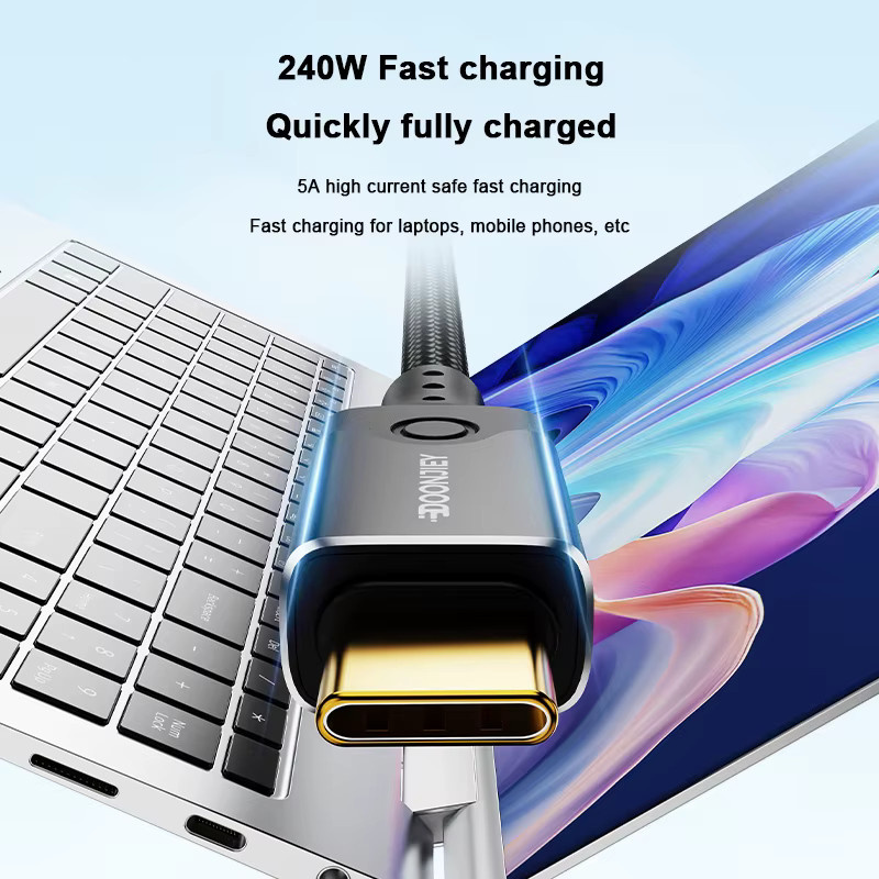 DOONJIEY Thunderbolt 5 USB-C Kabel, 240W Schnellladekabel mit 120 Gbit/s Datensynchronisierung, 16K/8K kompatibel, Schwarz - Bild 4