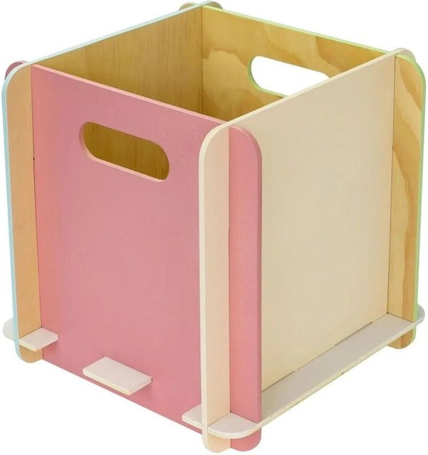 HMF Aufbewahrungsbox aus Sperrholz zum Zusammenstecken, Mehrfarbig, Breite: 25 cm, Tiefe: 25 cm - Bild 1