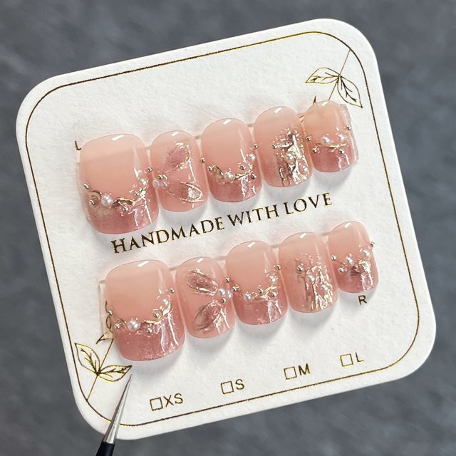 YADORNOS Künstliche Nägel, Rosa, Katzenauge, Perlen-Strass, 10 Stück - Bild 1