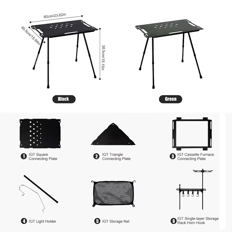 WESTTUNE Outdoor IGT Taktischer Tisch aus Aluminiumlegierung, klappbar und multifunktional, Schwarz - Bild 4