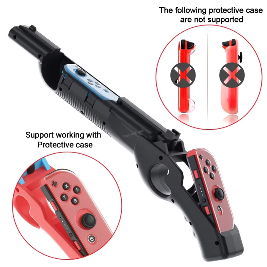 HeroAngel Schießspiel-Controller für Nintendo Switch OLED Joycons, Bewegungssteuerung Somatosensorische Pistole, Zubehör in Rot, Blau oder Multicolour - Bild 4