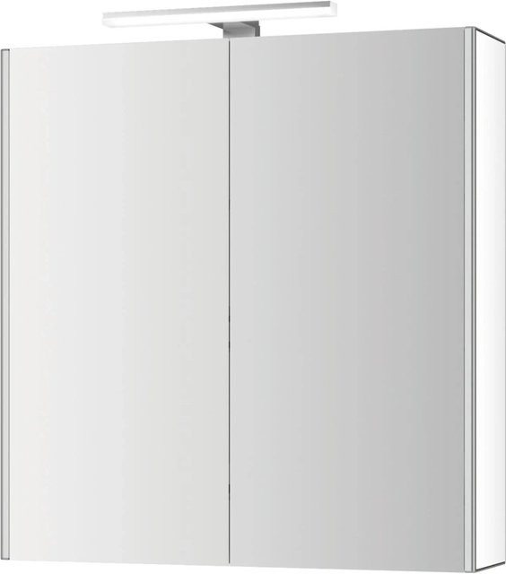 Jokey Spiegelschrank Alu-LED in Weiß mit integrierter LED-Beleuchtung und Steckdose für das Badezimmer, B/H: 65 x 71 cm - Bild 1