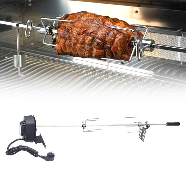 Elektrischer Grillspieß von Bymaocar aus Edelstahl mit automatischem Rotationsmotor für Gasgrills, Silber - Bild 1