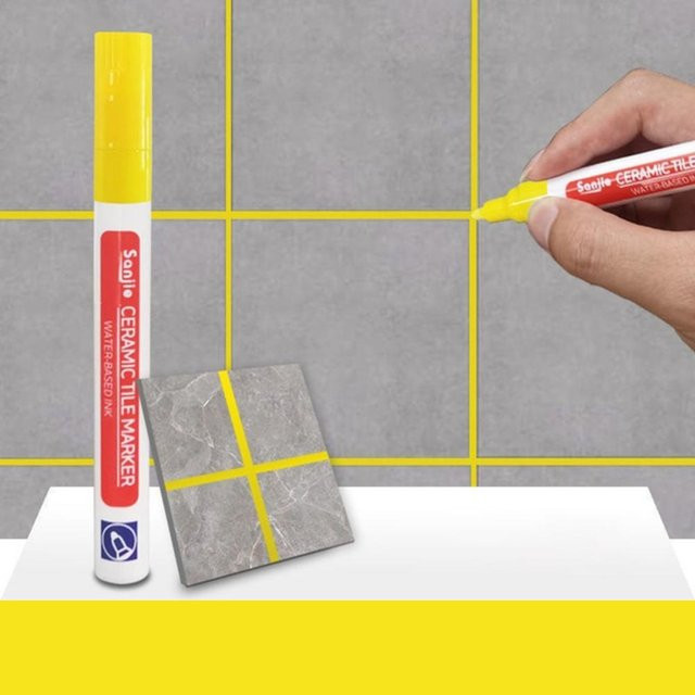 MYVIT Wandfliesen Marker Stift zur Reparatur von Fugen und Mörtel in Weiß und Gelb, wasserdicht - Bild 1