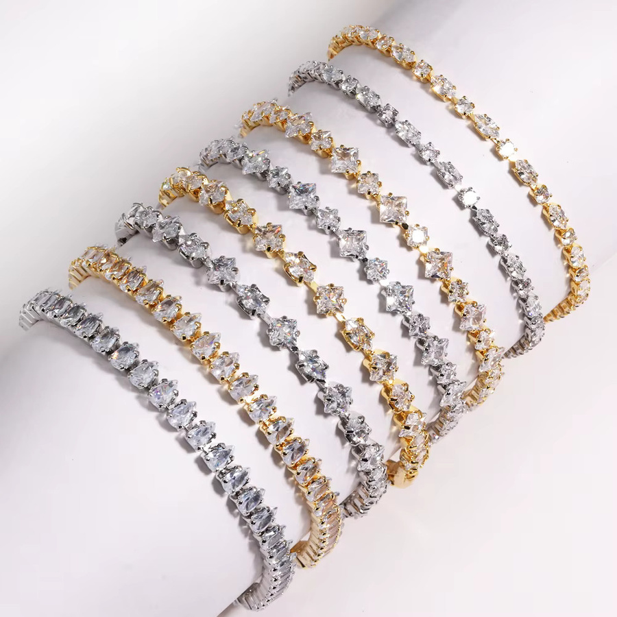 YUYAN Tennisarmband, Silber, Zirkonia, Kristall, Damen - Bild 3