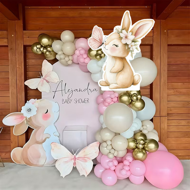 Hasen-Schaumstoffplatten MicroPlush für Babyparty und Geburtstagsdekoration, Mehrfarbig, Durchmesser: 36, 24, 18 und 12 Zoll - Bild 1