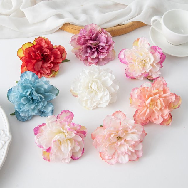 HUALIANQI Künstliche Pfingstrosen in Grau und Multicolour für Hochzeit, Party und Heimdekoration, 10 Stück - Bild 1