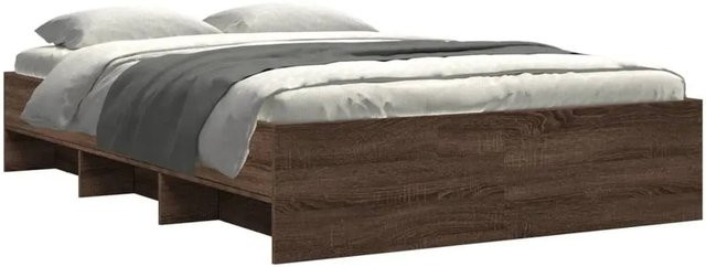 vidaXL Bettgestell aus Holzwerkstoff in Eiche Braun mit Seitenfächern B/T/H: 138 x 190 x 35 cm - Bild 1