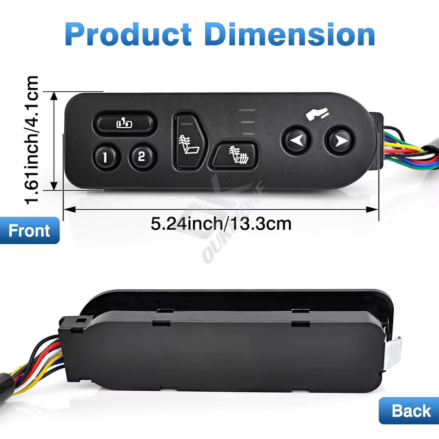 Driver Side Seat Heat Control Switch für Chevrolet Avalanche Suburban Tahoe GMC Yukon Cadillac Escalade 2003–2006, Schwarz, 15116862 - Bild 4
