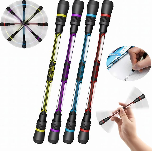 4er Set Kolorowys Spinning Pen Spinner Gelstifte mit 0,5 mm Mine zur Stressbewältigung für Erwachsene und Kinder - Bild 1