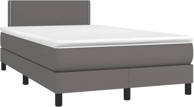 vidaXL Boxspringbett mit Matratze in Grau aus Kunstleder mit Taschenfederkern und Hybrid-System B/T/H: 120 x 190 x 78 cm - Bild 1