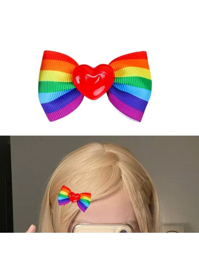49MD Haarspange mit Schleife, Regenbogenfarben - Bild 4