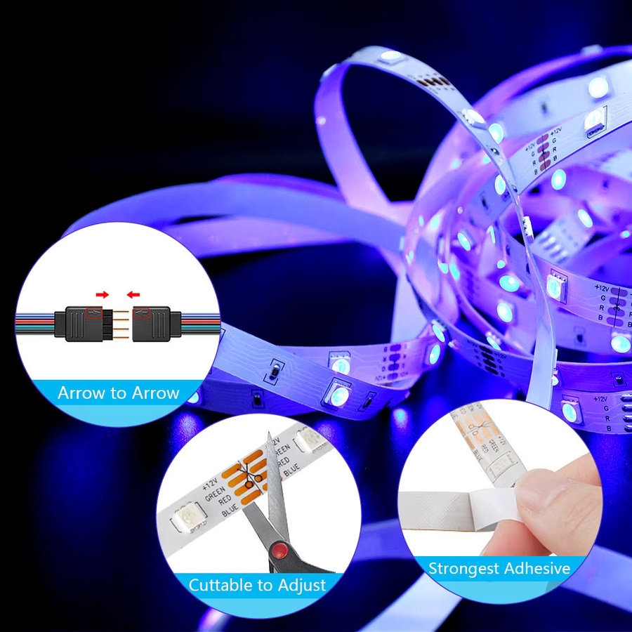 RGB LED-Lichtleiste mit Musiksynchronisierung und App-Steuerung, 12 V, Multicolour, 18 LEDs/m - Bild 5