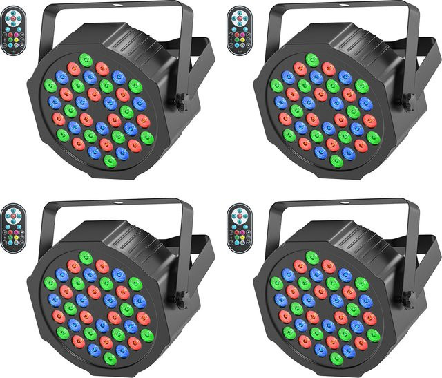 Nitehop RGB Par Lights mit 36 LEDs, DMX512 und Fernbedienung, Schwarz, B/T/H: 17,5 x 17,5 x 6,5 cm - Bild 1