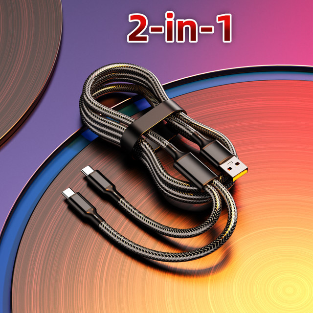 Setolgh 2-in-1 USB-A zu USB-C, Lightning und Micro USB Schnellladekabel für iOS und Android Geräte - Bild 1