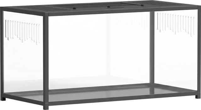 PawHut Hamsterkäfig Groß von Aosom in Schwarz mit Acrylsicht, Aluminium und aufklappbarem Deckel, B/T/H: 100 x 50 x 52,5 cm - Bild 1