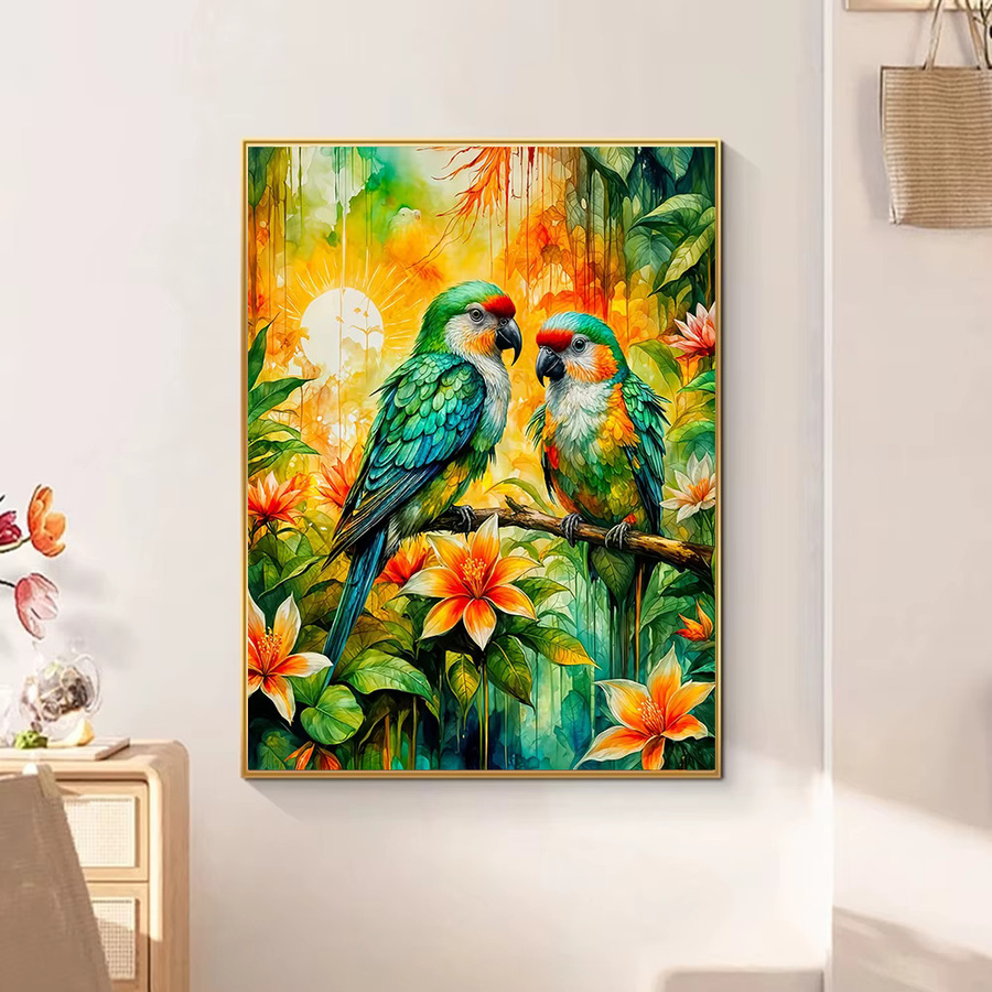 Huacan Diamant-Gemälde Papagei Mosaik-Tierbild in Multicolour, Durchmesser: 30 cm - Bild 2