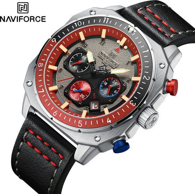 NAVIFORCE Armbanduhr, Quarz, Leder, Schwarz, Herren - Bild 1