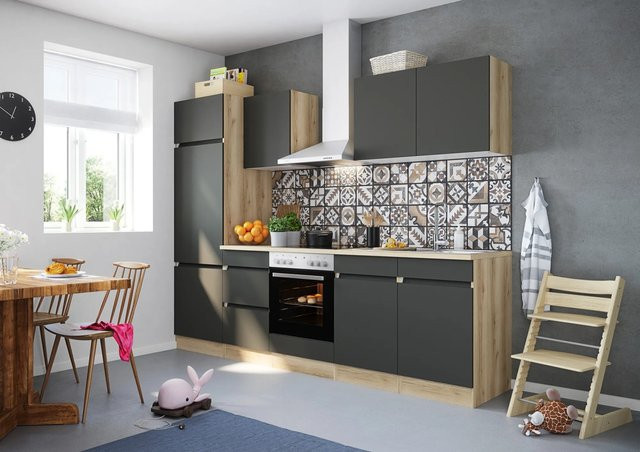 Optifit Küchenzeile OPTIkombi Noah420 in Anthrazit und Wildeiche Nachbildung, Breite: 270 cm - Bild 1