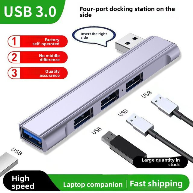 USB-C-Hub mit 4 USB-3.0-Ports aus Aluminiumlegierung in Silber für deinen Laptop - Bild 1