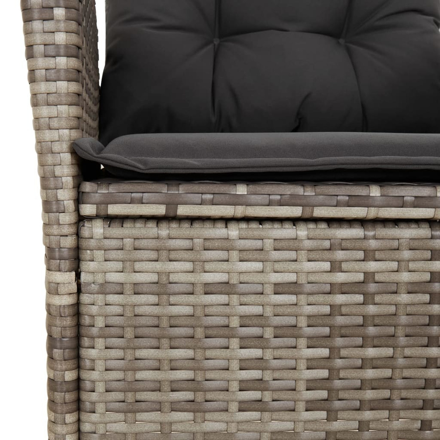 vidaXL 9-teilige Garten-Essgruppe aus Akazienholz und PE-Rattan mit Kissen, Grau - Bild 3