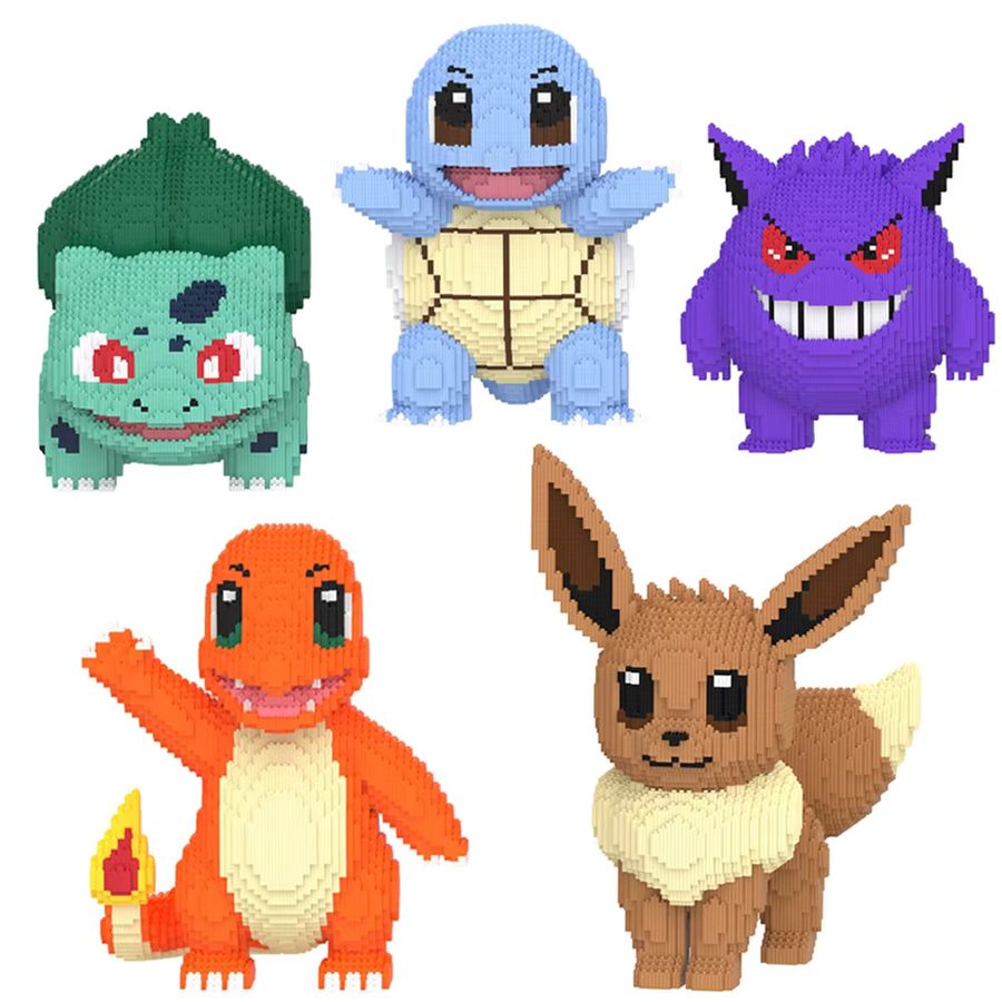 Keeppley Pokemon 3D Modell Baustein Set mit Pikachu, Eevee, Bulbasaur und Charmander als Mini Ziegel Figur zum Selberbauen - Bild 1