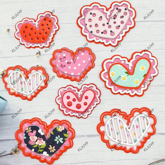 KLJUYP Whimsical Hearts Metall-Stanzschablonen in Silber für DIY Scrapbooking und Papierkarten - Bild 1
