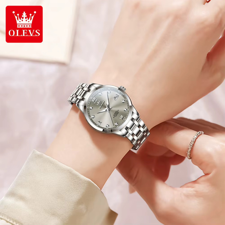 OLEVS Armbanduhr Automatik, Edelstahl, Grau, Damen - Bild 2