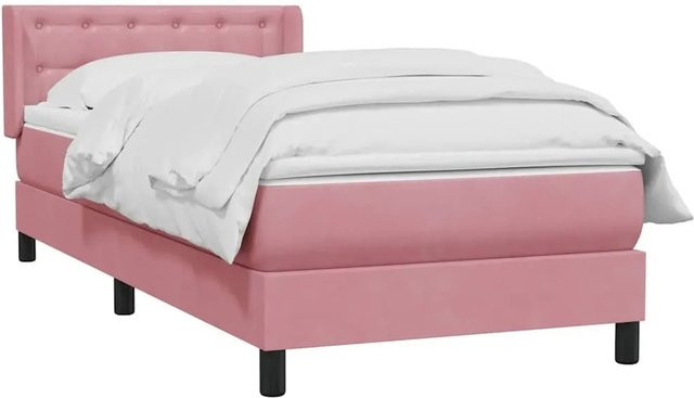 vidaXL Boxspringbett mit Matratze in Rosa, Samt, B/T/H: 80 x 220 x 83 cm - Bild 1