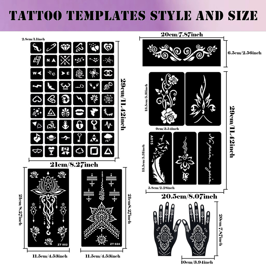 DMTATTOO Temporäre Tattoos-Schablonen-Set, 3-farbig, Unisex - Bild 5