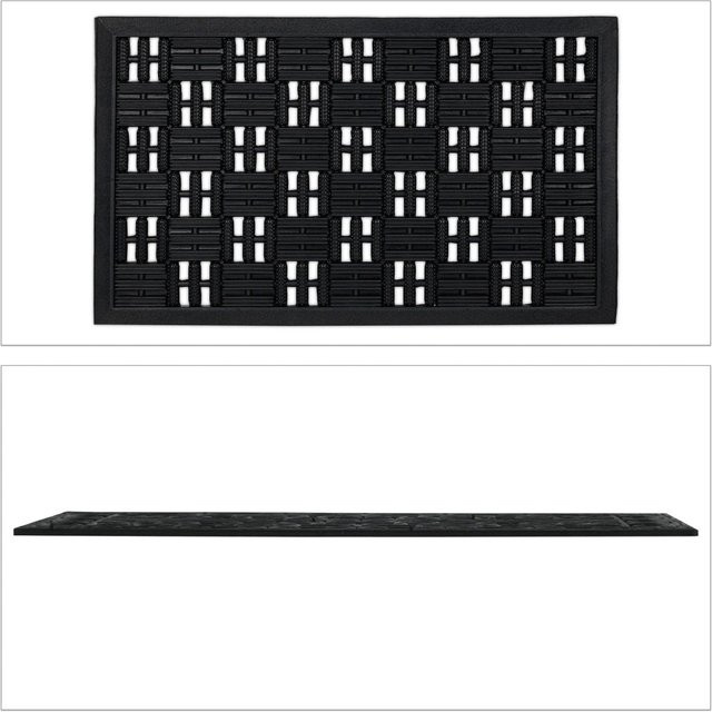 Rutschfeste Fußmatte aus Gummi von Relaxdays in Schwarz, B/T/H: 75 x 45 x 1 cm - Bild 1
