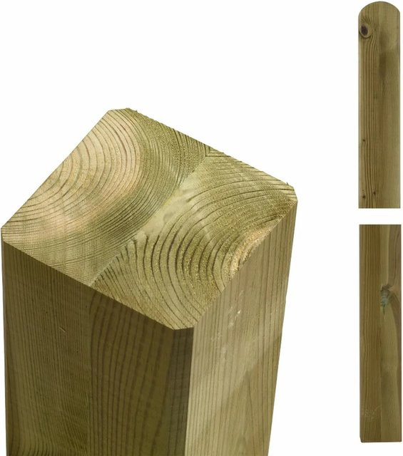Druckimprägnierter Zaunpfosten aus Kiefernholz mit gerundetem Kopf, B/T/H: 9 x 9 x 298 cm - Bild 1